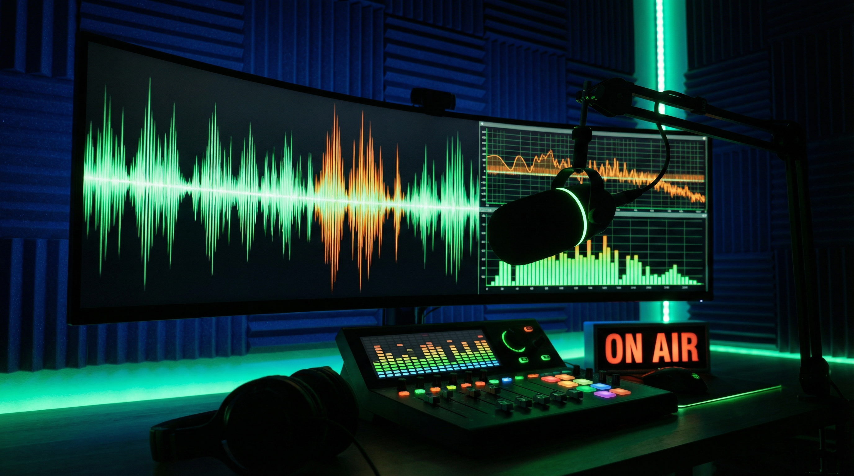 Áudio broadcast - Mesa digital e microfones